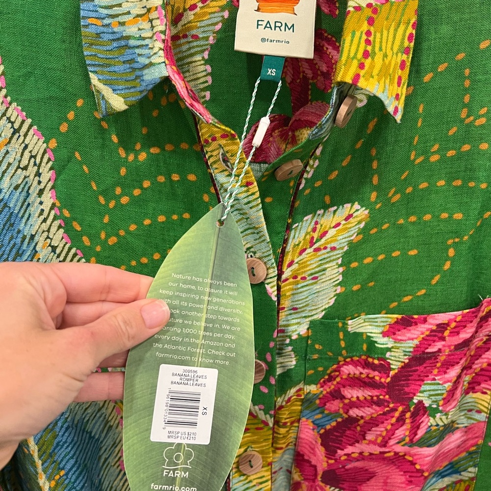 Farm Rio banana leaves romper size extra small. New with tags.